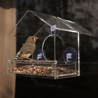 House shape outdoor clear acrylic window bird feeder plasticpet feeder customized