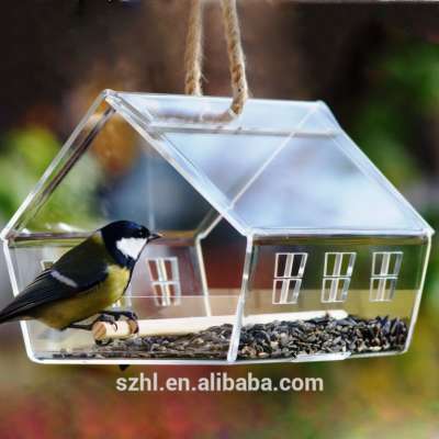 Acrylic Bird Houseand Feeder ,Clear Outdoor Garden Functional Home Decor Small Wild Watching Feeding Bird Feeders