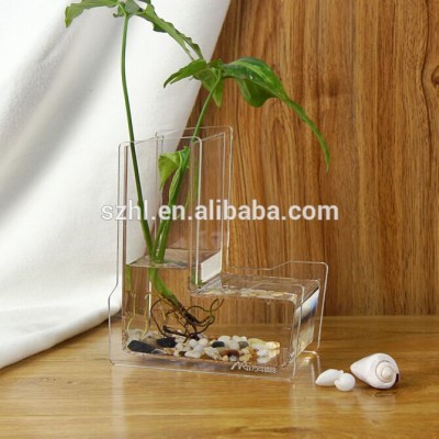 L shape Fashion mini Clear acrylic flower vase