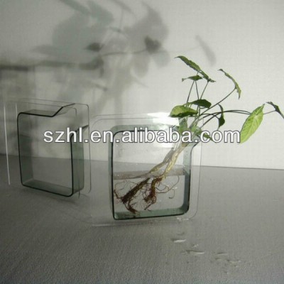 square perspex transparent flower vase