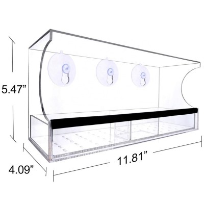 Large Acrylic Window Bird Feeder with Suction Cups